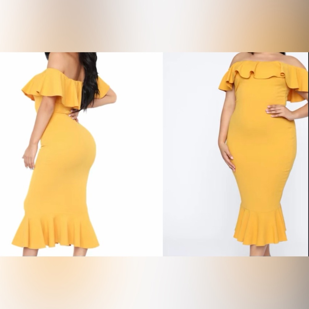 Elegant Yellow Off-Shoulder Dress